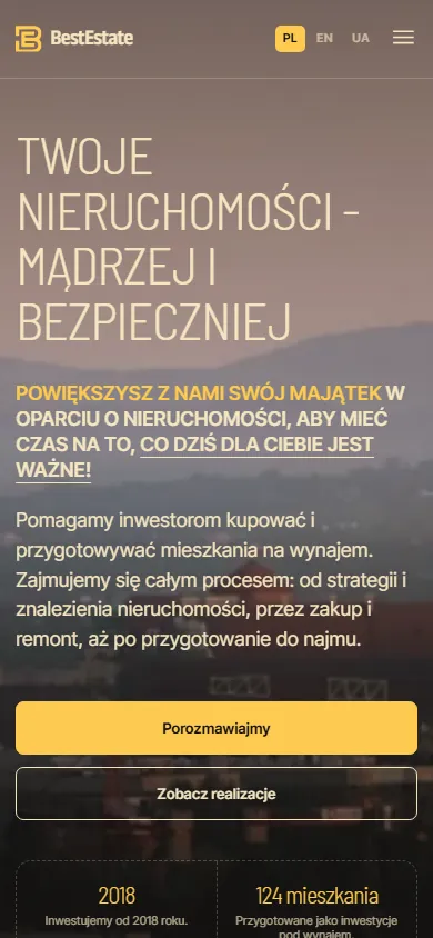 Сайт bestestate.com.pl, вид на телефоне