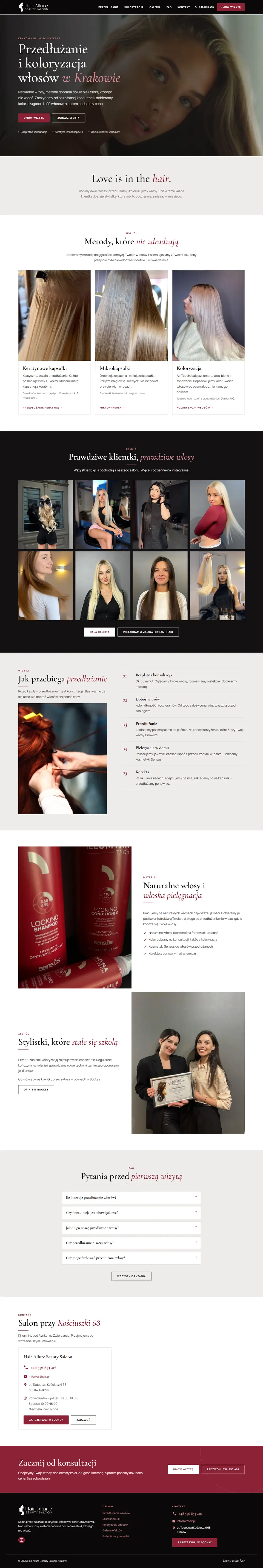 hairallure.pl website on a computer