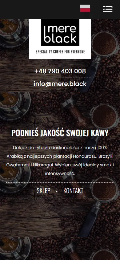 mere.black website on a phone